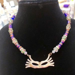 Mardi Gras Fashion Necklace adjustable length Glass Beads Bling